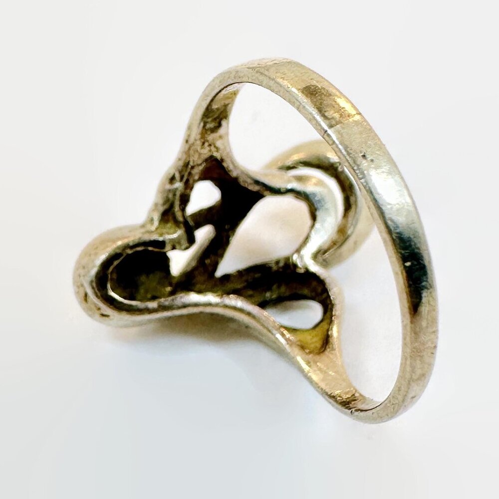Vintage Modern Ring Sterling Silver:  70s Organic Diamond Cut Contemporary - Picture 3 of 5